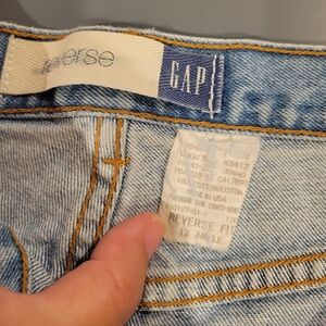 90s Y2K Gap Jeans - Reverse Jeans by Gap - High Waist Tapered Leg size 12 ankle